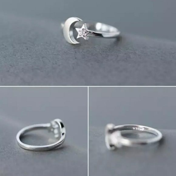 3/$25 Moon & Star Open Ring | 925 Silver - Picture 5 of 6